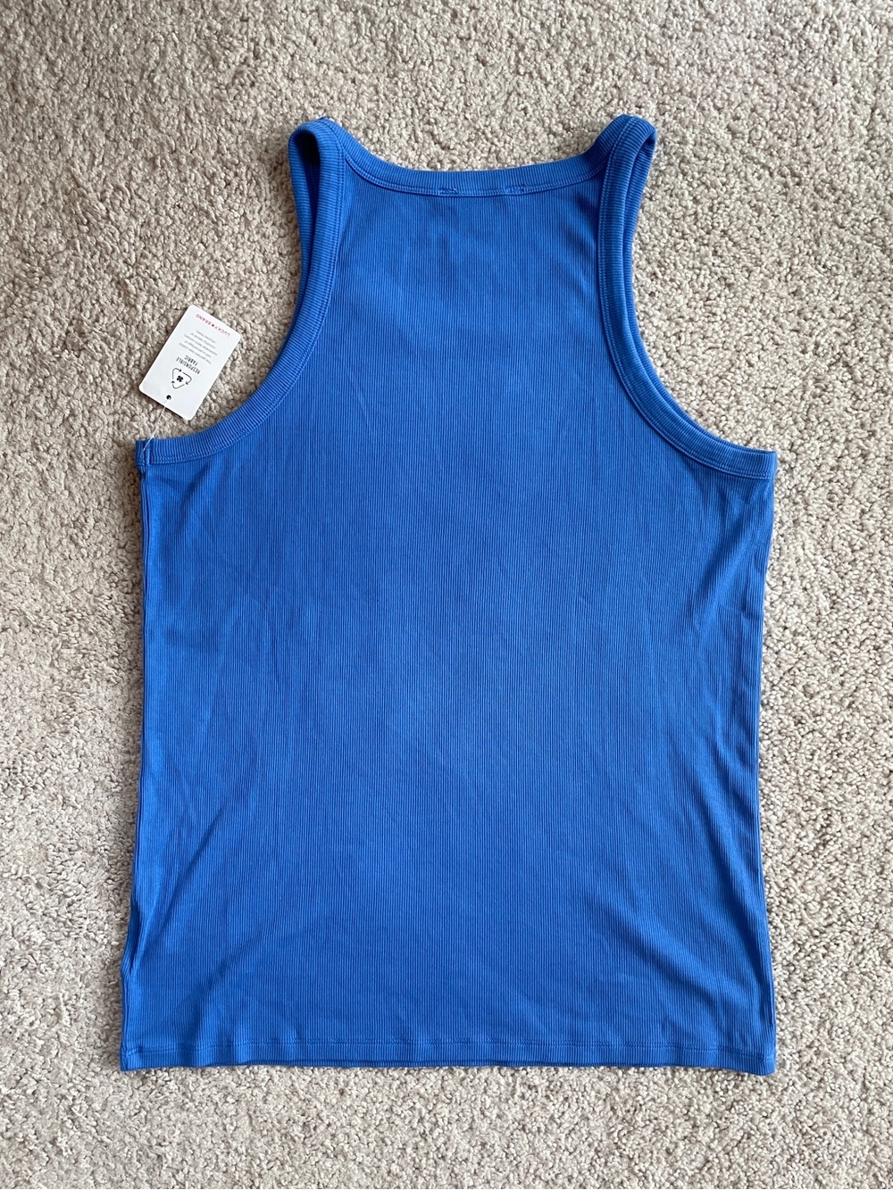 Lucky Brand Light Blue Fitted High Neck Ribbed Knit Sleeveless Tank Top Size XL - Picture 5 of 9